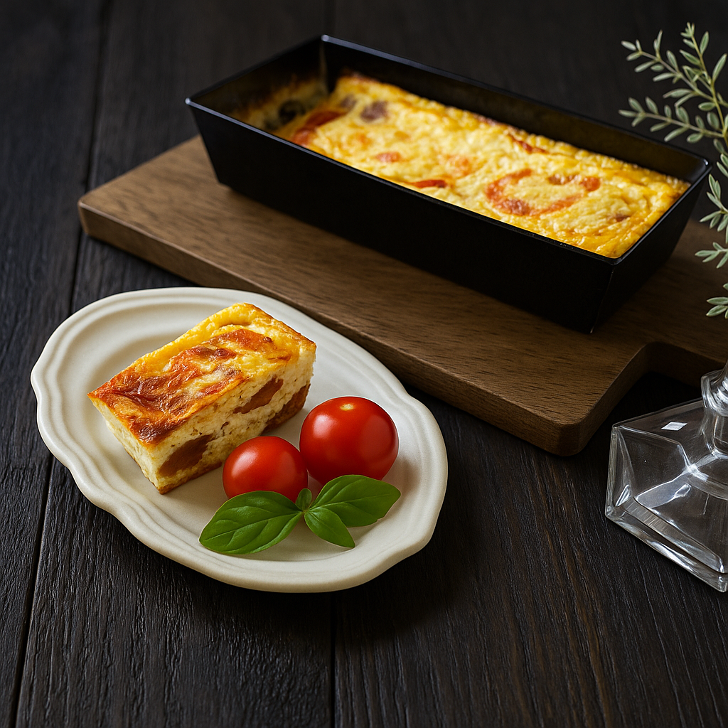 お酒と楽しむ甘くないバスクチーズケーキ(バジル&トマト)